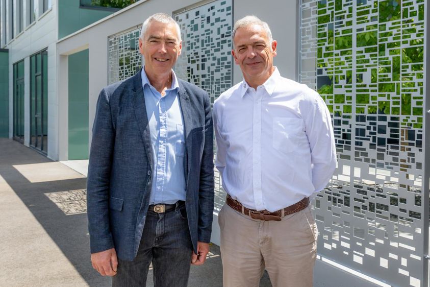 Patrice Guiguian (à gauche), nouveau président d’Innoval, et le directeur de la coopérative, Yann Lecointre, confirme le rapprochement avec l’allemand Masterrind. © Hélène Baron.